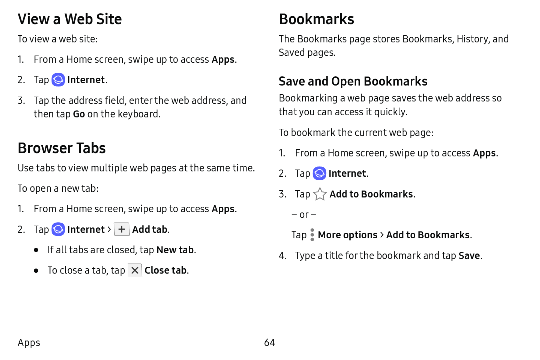 Save and Open Bookmarks Galaxy Tab E 8.0 US Cellular