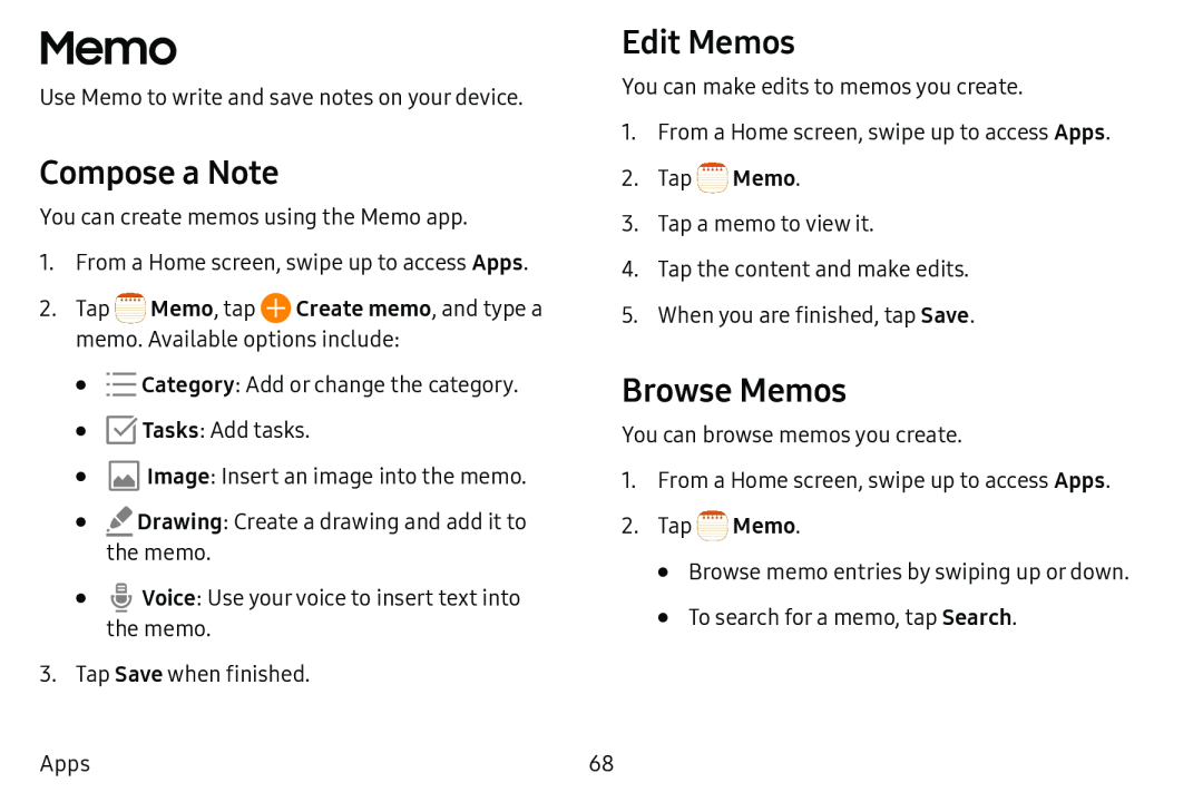 Compose a Note Edit Memos