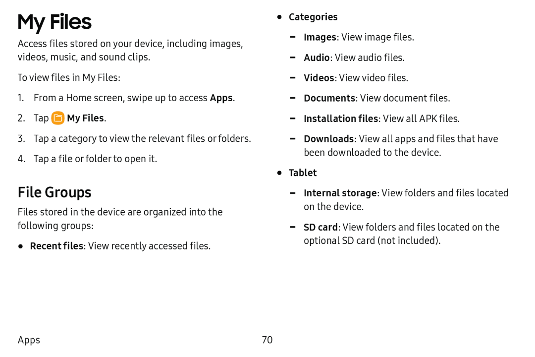 File Groups Galaxy Tab E 8.0 US Cellular