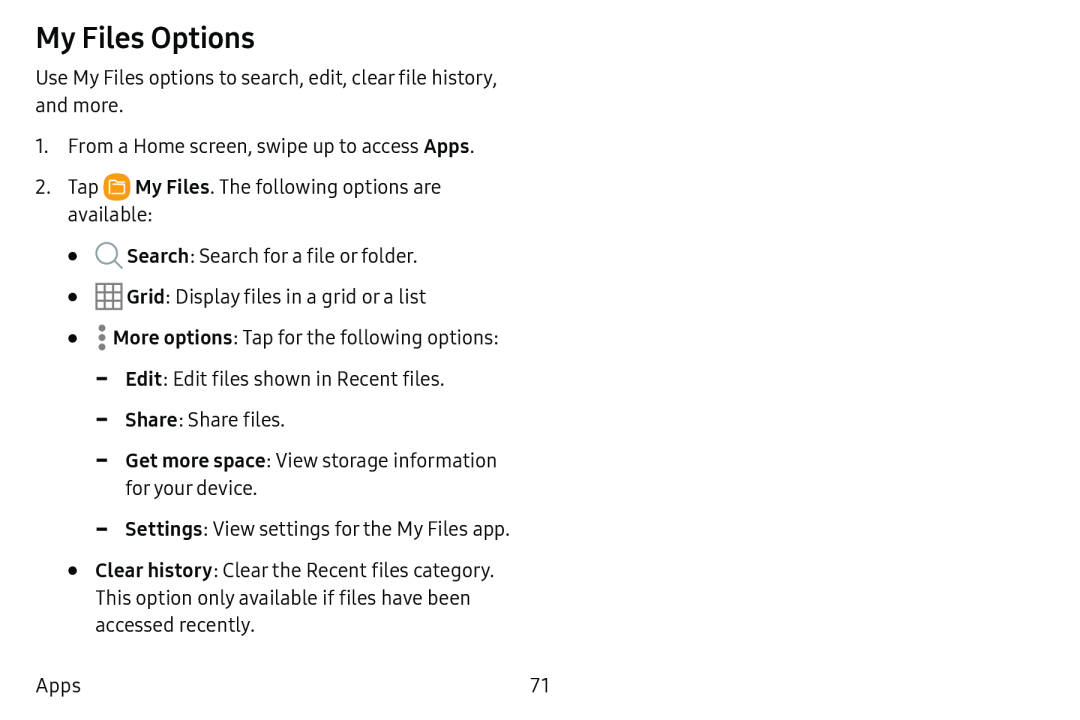 My Files Options Galaxy Tab E 8.0 US Cellular