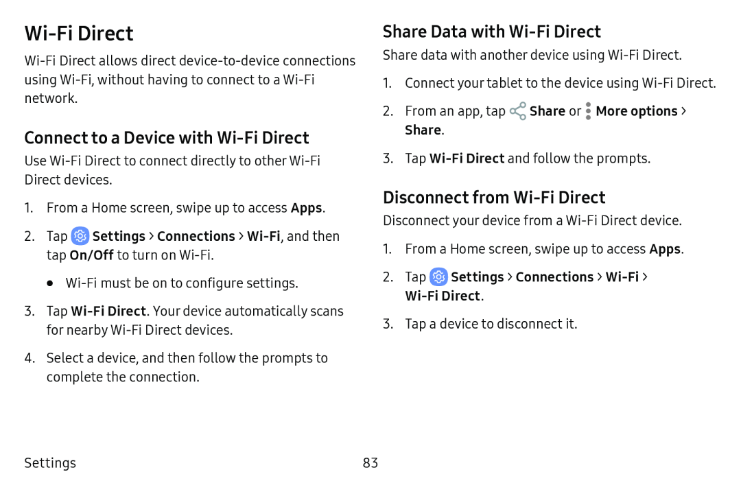 Connect to a Device with Wi-FiDirect Share Data with Wi-FiDirect