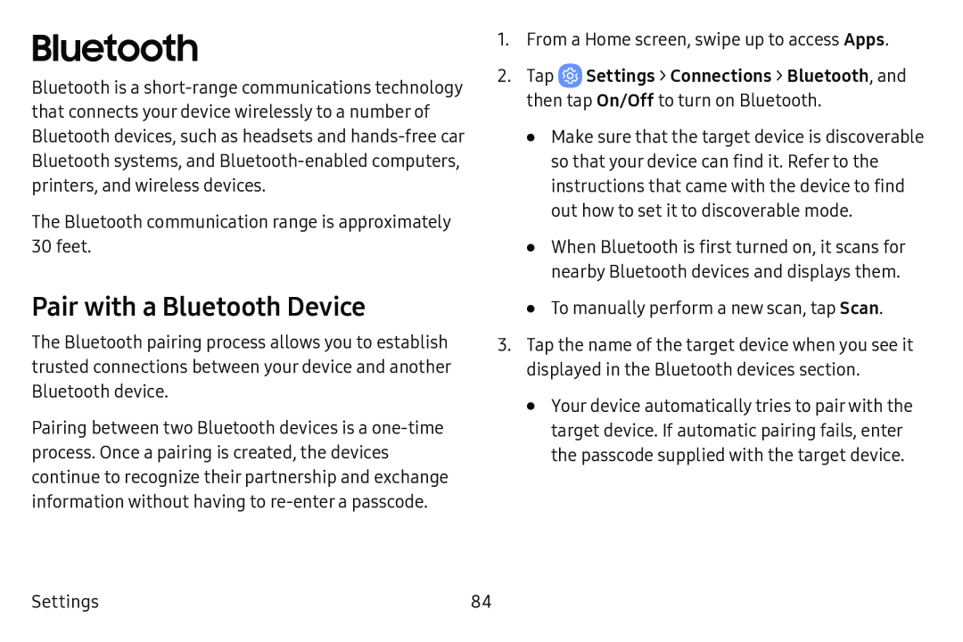 Pair with a Bluetooth Device Bluetooth