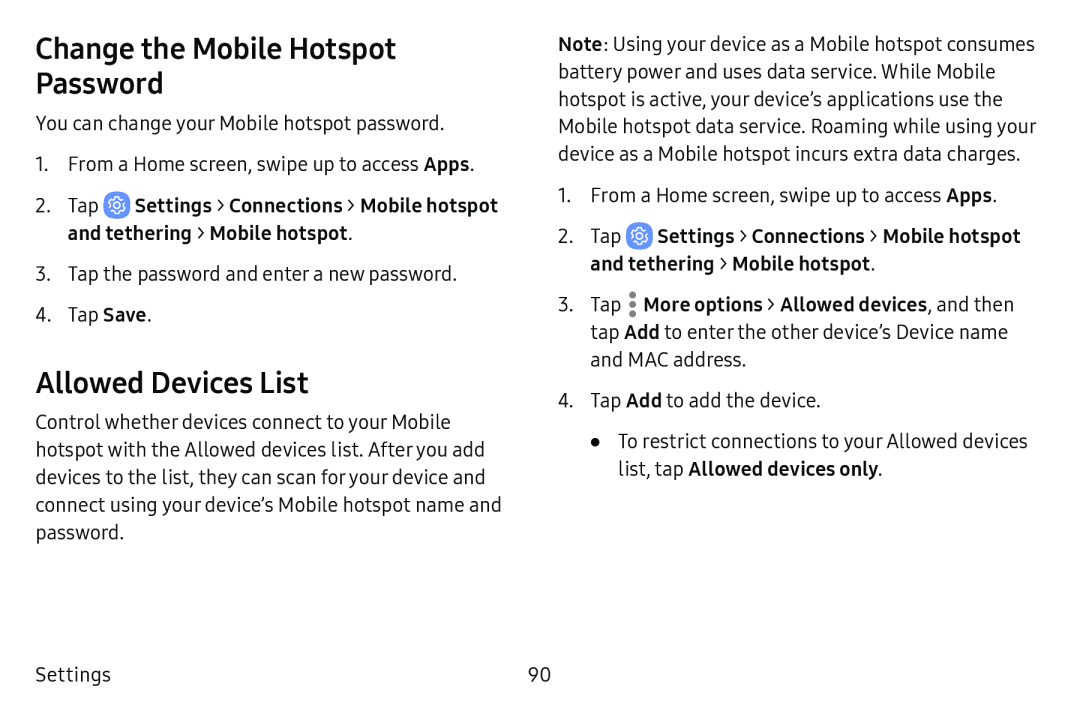 Change the Mobile Hotspot Galaxy Tab E 8.0 US Cellular