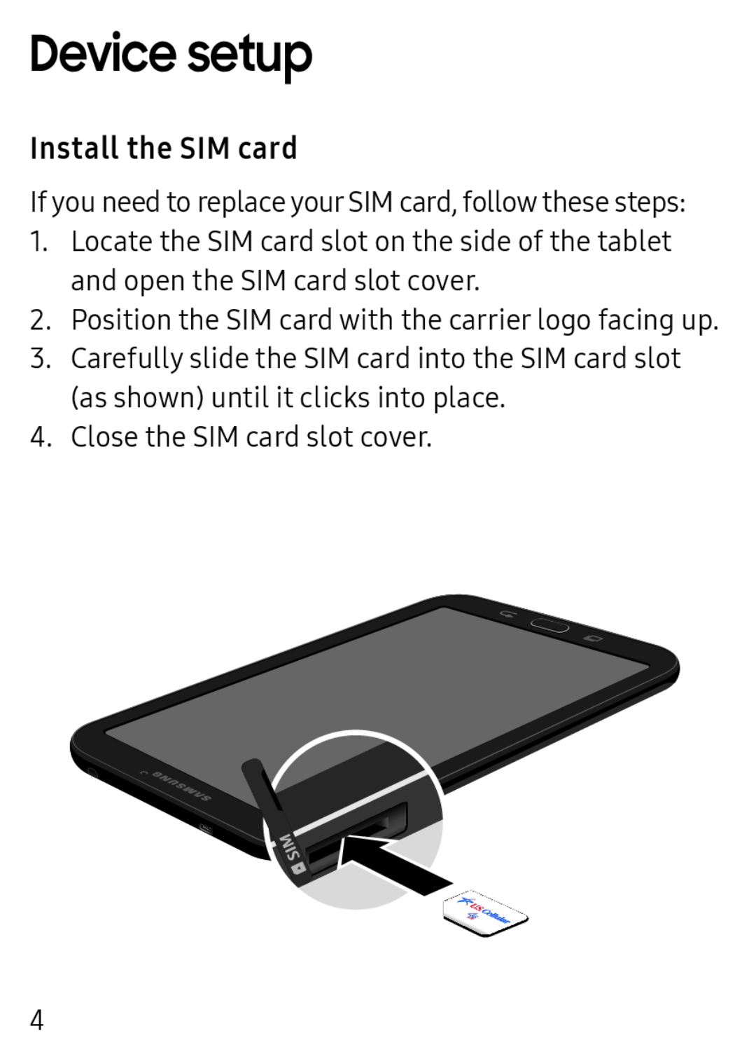 Install the SIM card Galaxy Tab E 8.0 US Cellular