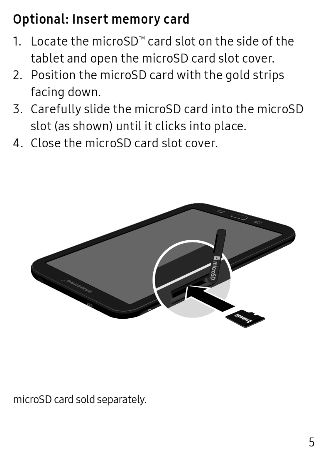 Optional: Insert memory card Galaxy Tab E 8.0 US Cellular