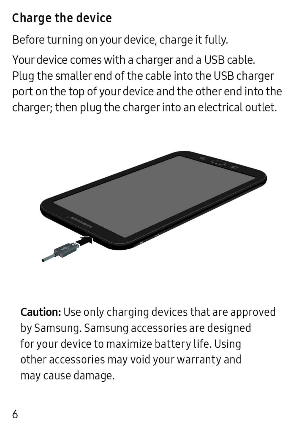 Charge the device Galaxy Tab E 8.0 US Cellular