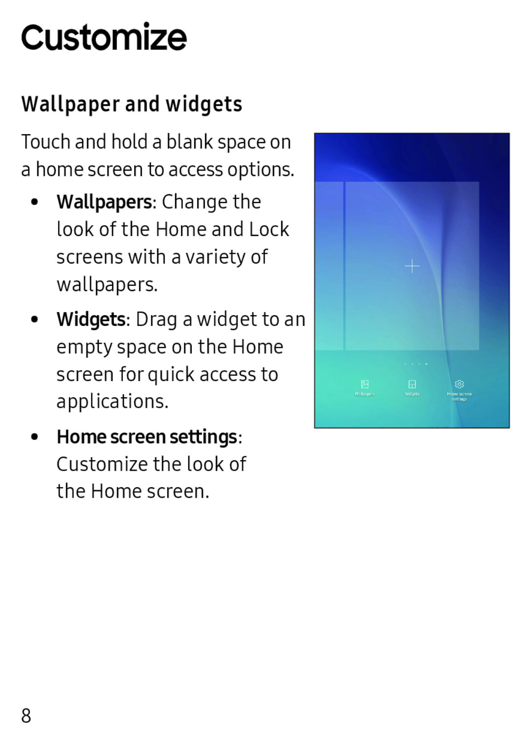 Wallpaper and widgets Galaxy Tab E 8.0 US Cellular