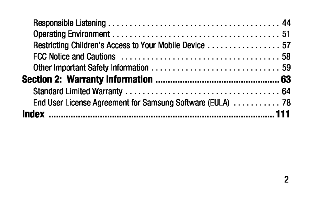 Standard Limited Warranty Section 2: Warranty Information