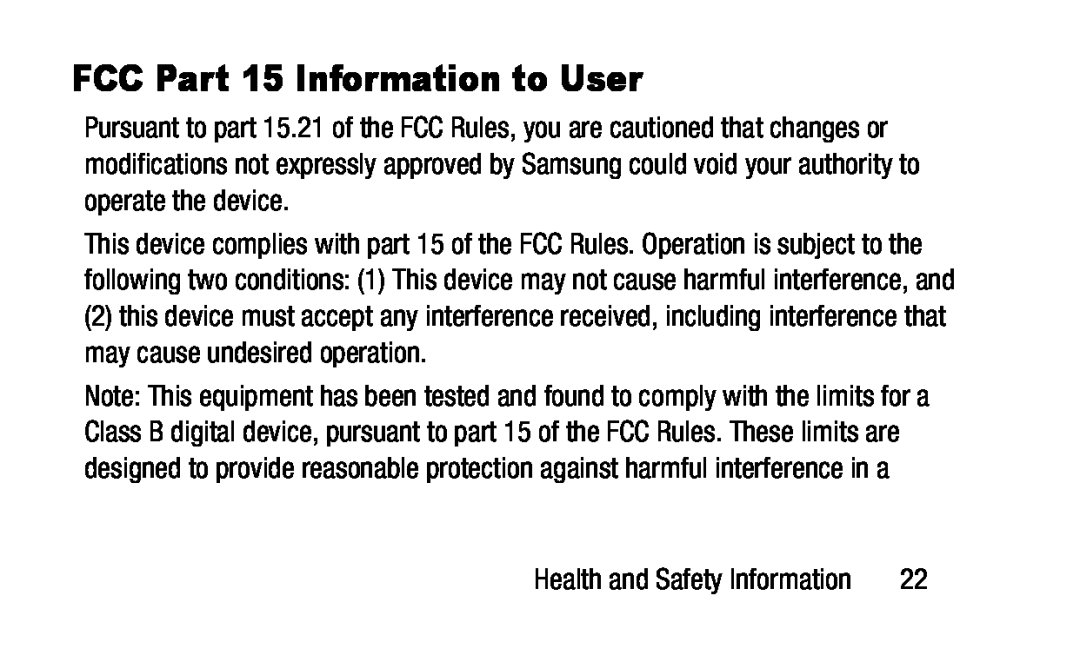 FCC Part 15 Information to User Galaxy Kids Tab E Lite Wi-Fi