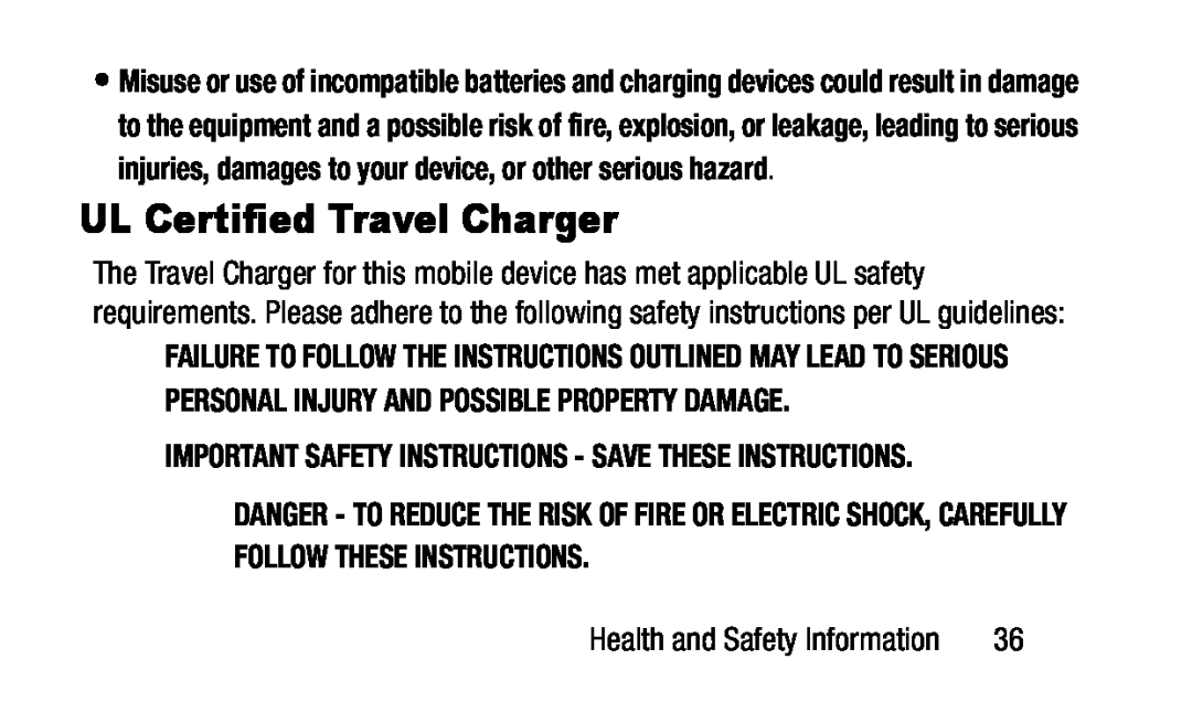 IMPORTANT SAFETY INSTRUCTIONS - SAVE THESE INSTRUCTIONS UL Certified Travel Charger