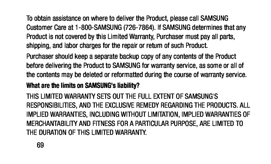 What are the limits on SAMSUNG's liability