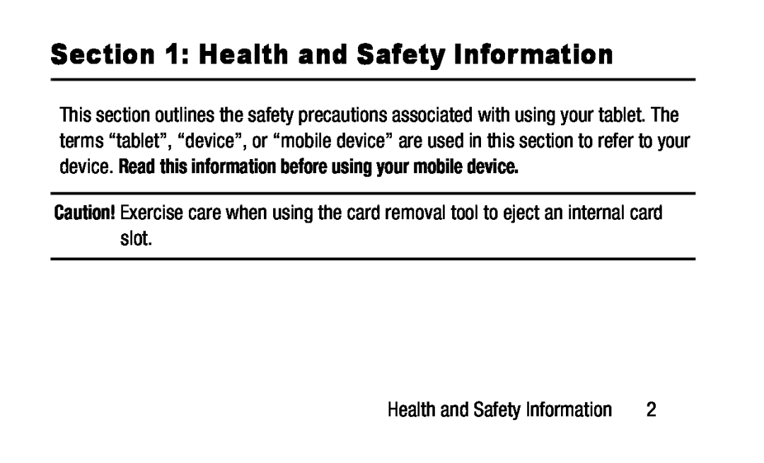 Section 1: Health and Safety Information Galaxy Tab E 9.6 NOOK Wi-Fi