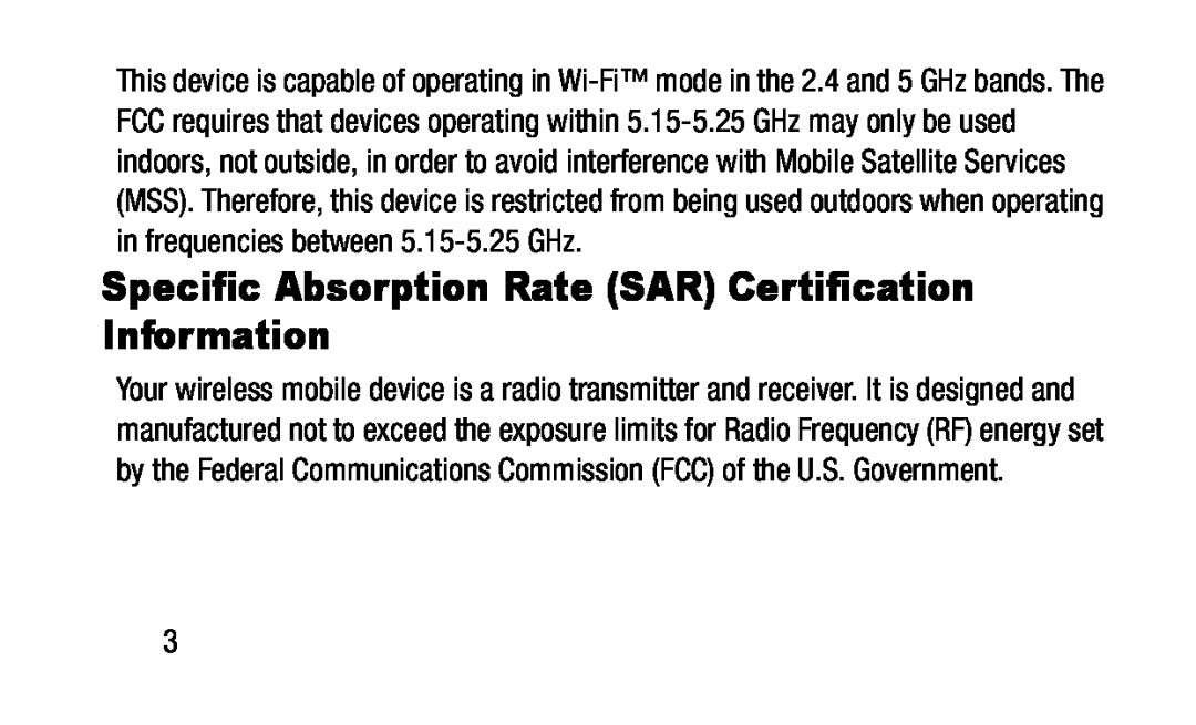 Specific Absorption Rate (SAR) Certification Information