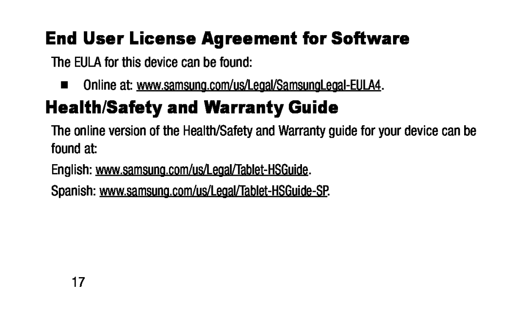 End User License Agreement for Software Health/Safety and Warranty Guide