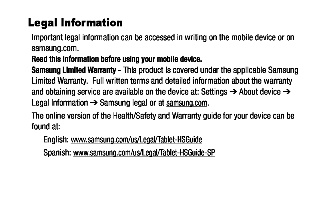 Legal Information Galaxy Tab E 9.6 NOOK Wi-Fi