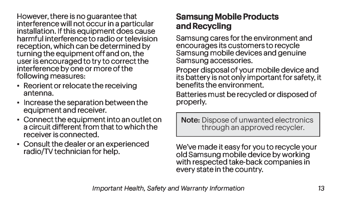 Samsung Mobile Products and Recycling