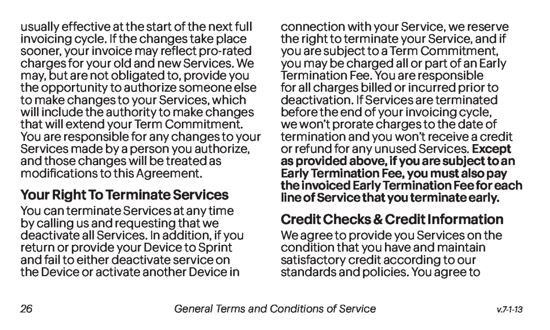 Your Right To Terminate Services Galaxy Tab S 10.5 Sprint