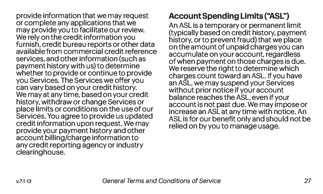 Account Spending Limits (“ASL”) Galaxy Tab S 10.5 Sprint