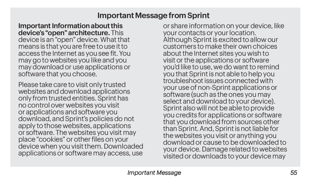 Important Message from Sprint Galaxy Tab S 10.5 Sprint