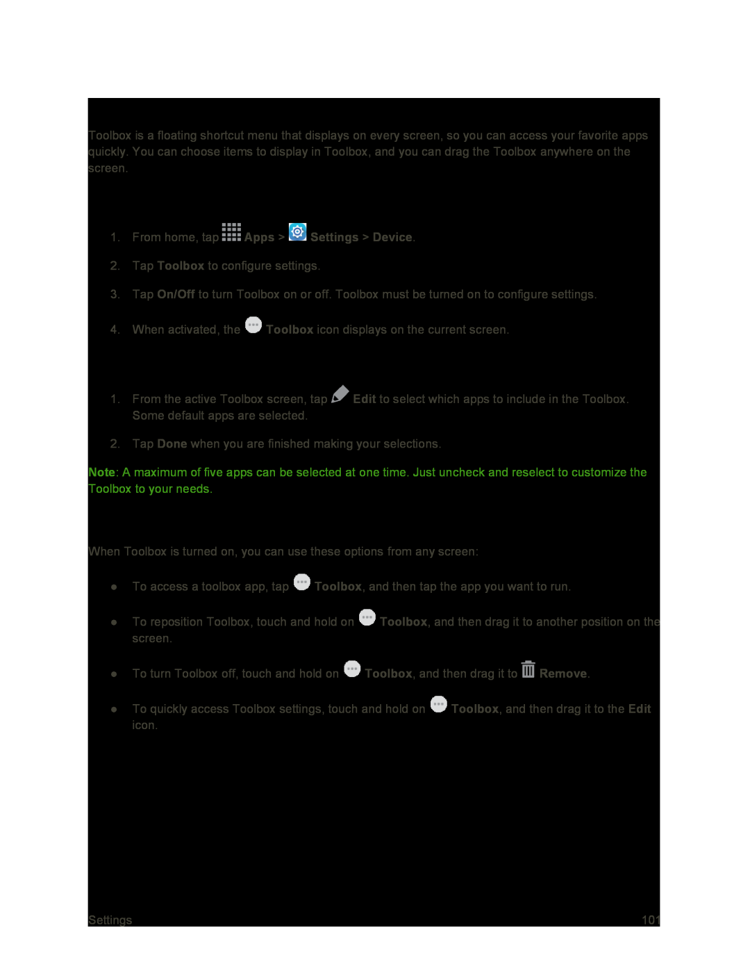 Activate the Toolbox Customize the Toolbox Applications