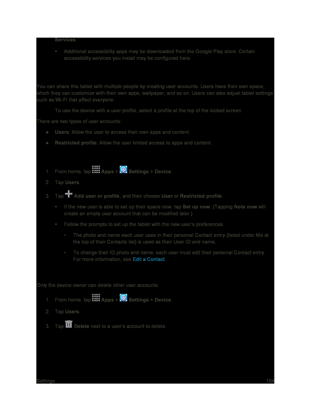 Delete a User Galaxy Tab S 10.5 Sprint