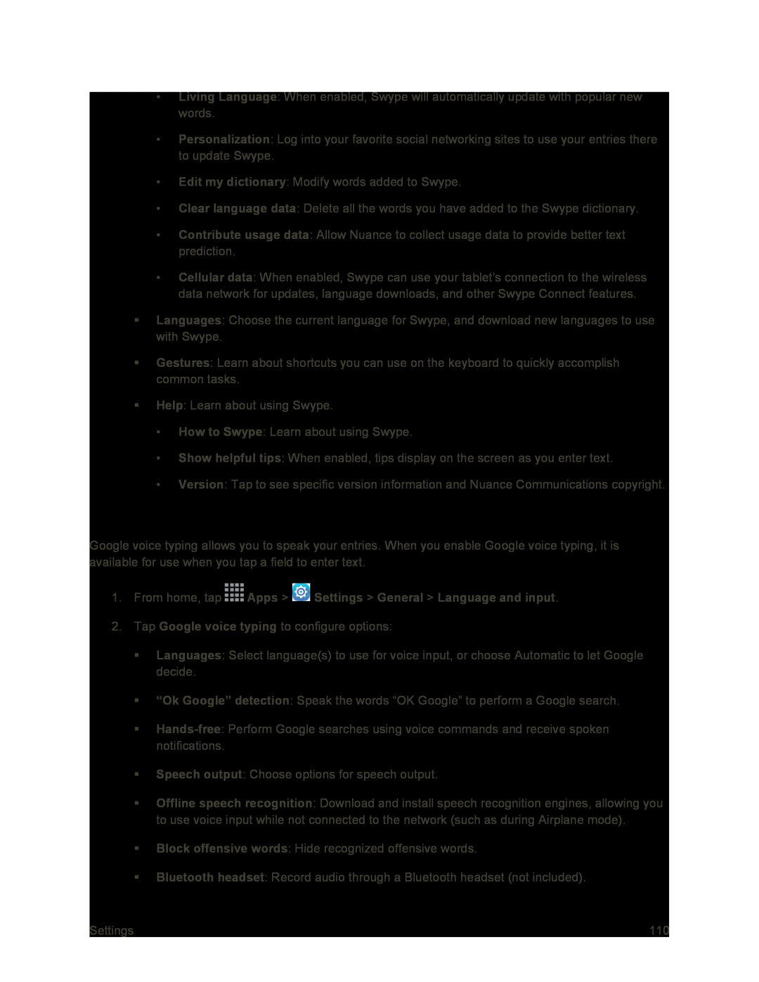 Google Voice Typing Settings Galaxy Tab S 10.5 Sprint