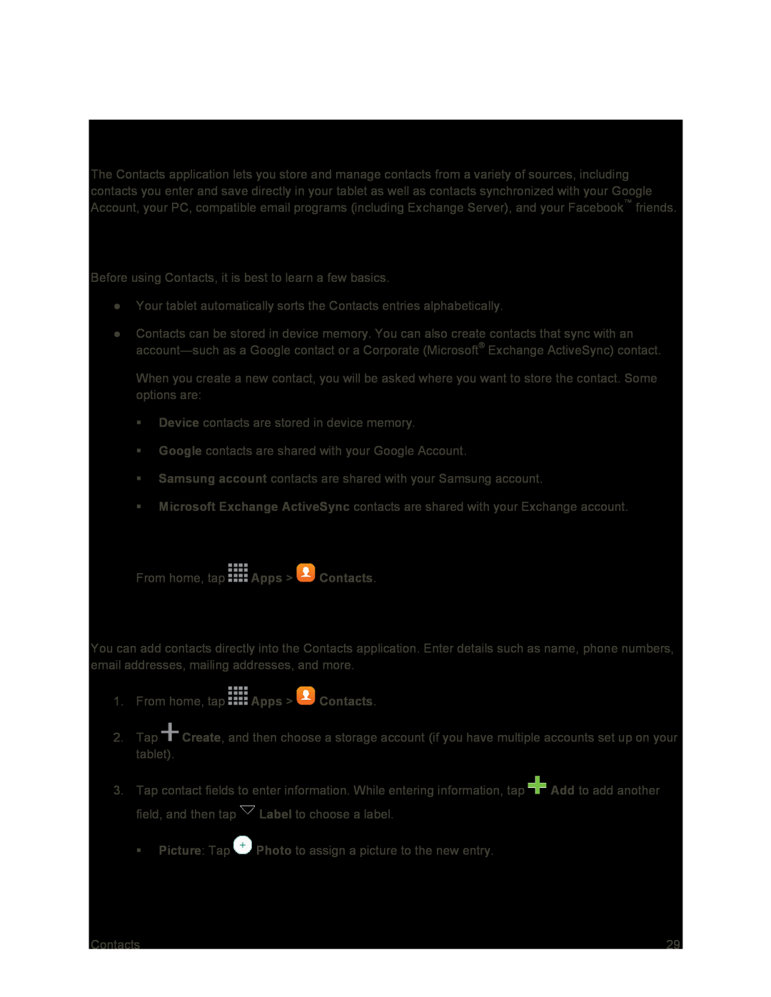 Access Contacts Get Started with Contacts