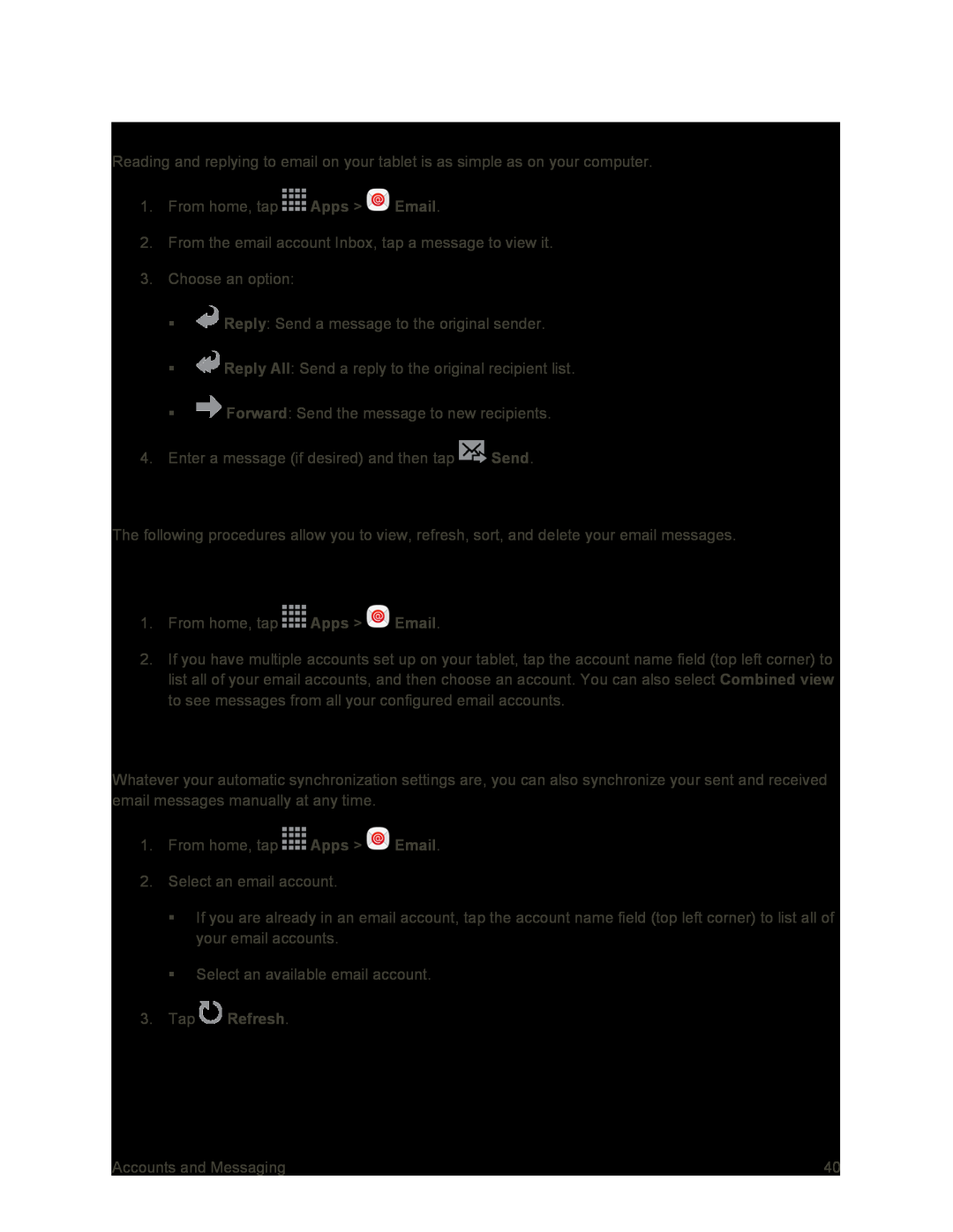 Synchronize an Email Account Galaxy Tab S 10.5 Sprint