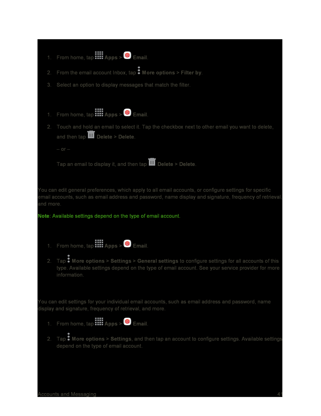 Access Email Settings Galaxy Tab S 10.5 Sprint