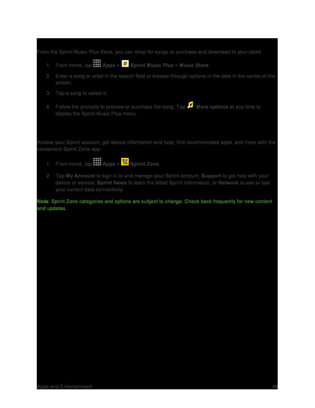 Purchase and Download Music from the Sprint Music Plus Store Galaxy Tab S 10.5 Sprint