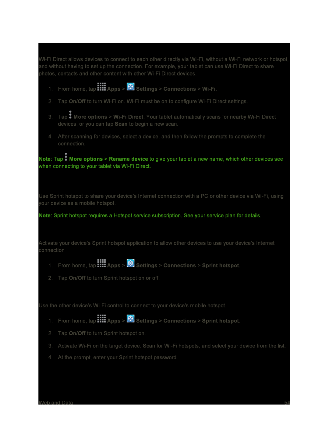 Turn Sprint Hotspot On or Off Galaxy Tab S 10.5 Sprint