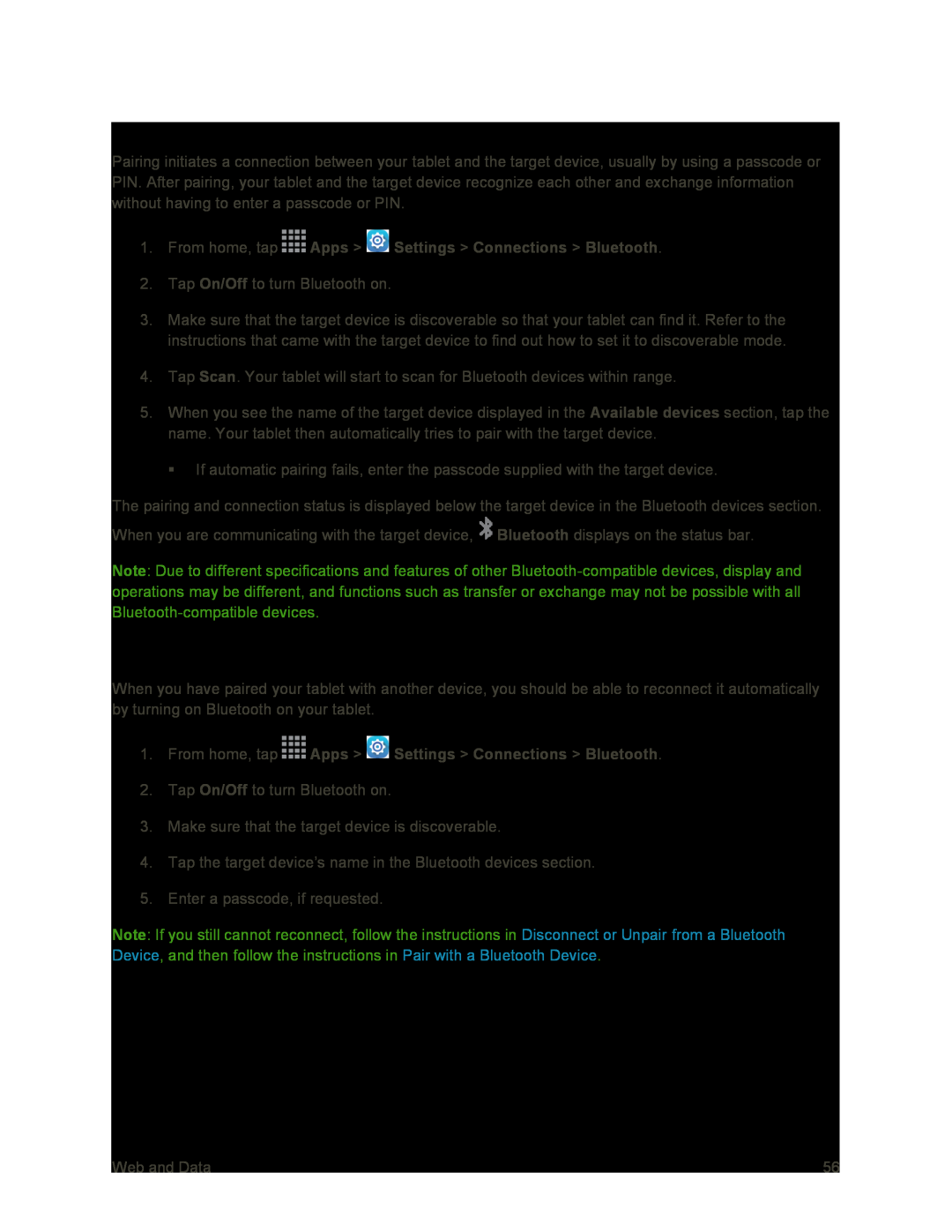 Reconnect to a Bluetooth Device Galaxy Tab S 10.5 Sprint