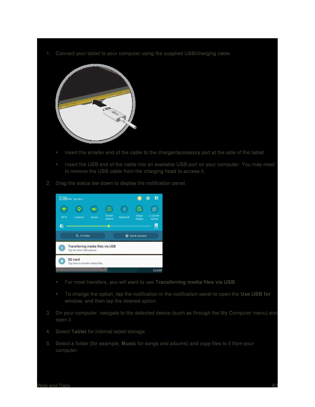 Transfer Files Between the Tablet and a Computer Galaxy Tab S 10.5 Sprint