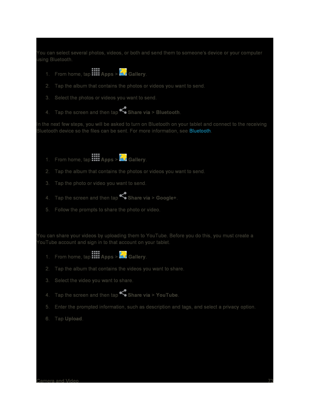 Send Photos or Videos Using Bluetooth Galaxy Tab S 10.5 Sprint