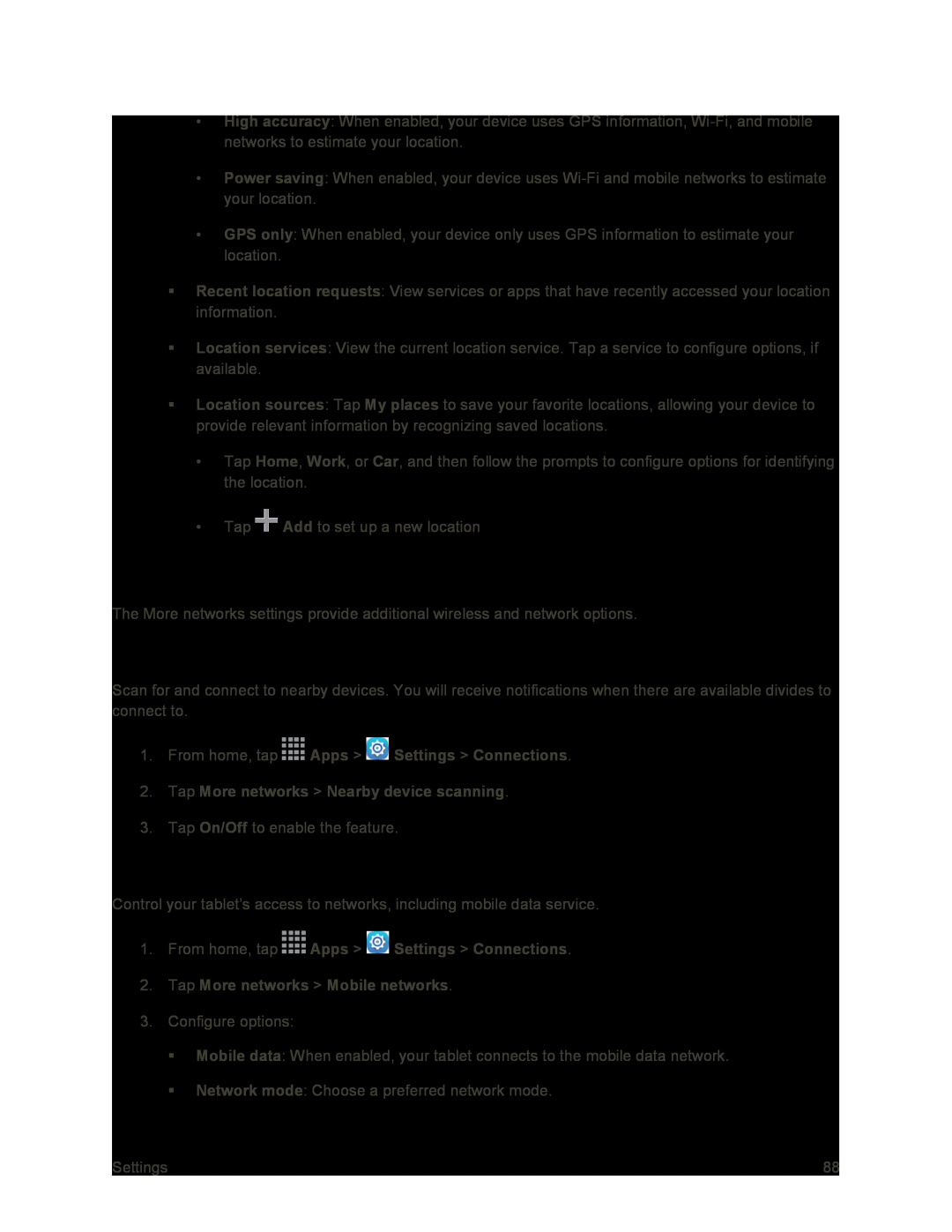 Nearby Device Scanning Mobile Networks Settings