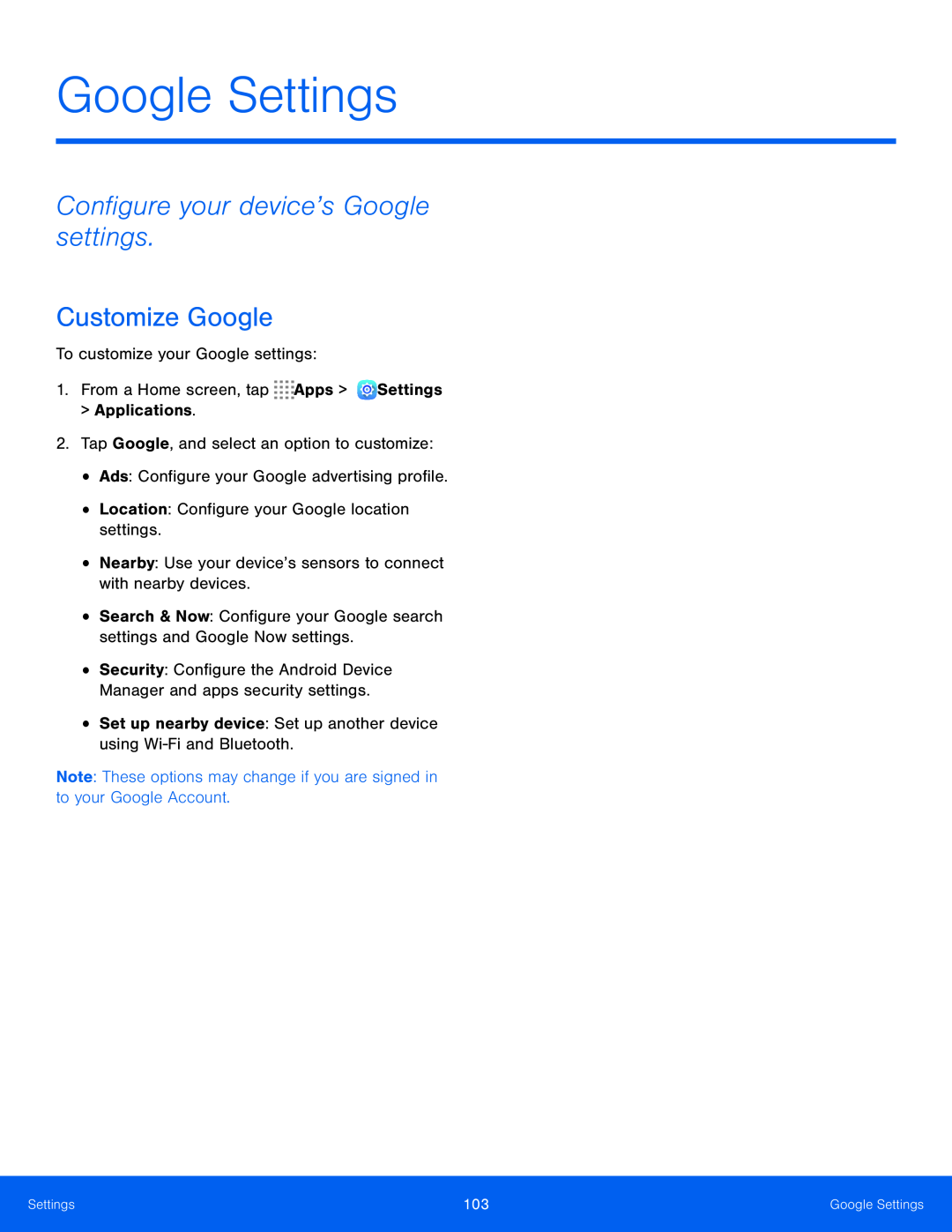 Configure your device’s Google settings Galaxy Tab S 10.5 US Cellular