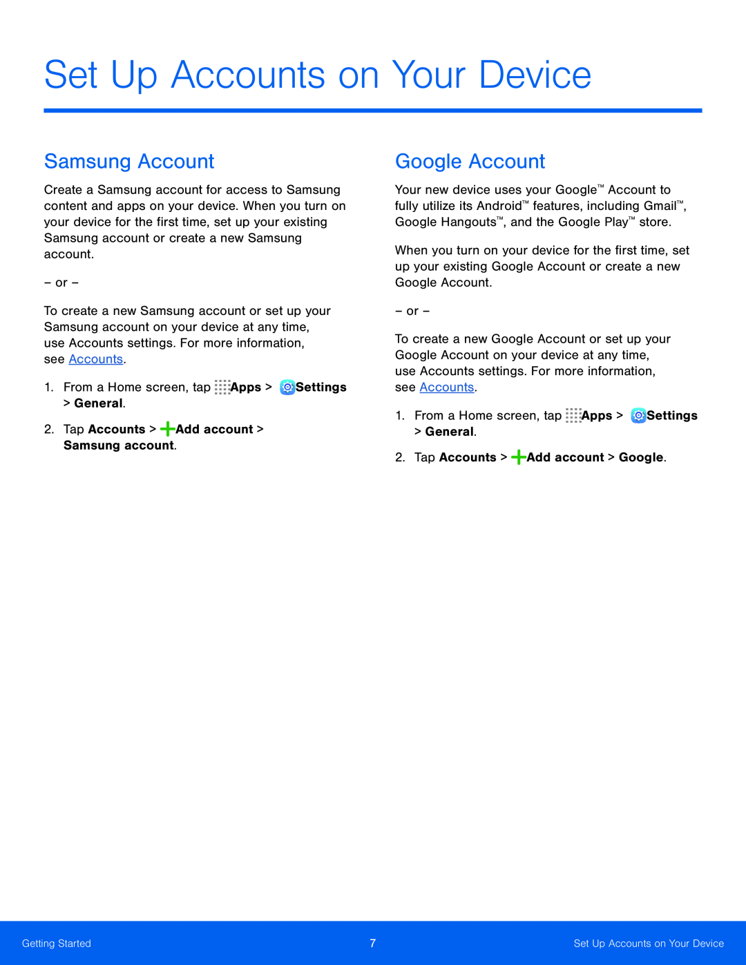 Set Up Accounts on Your Device Galaxy Tab S 10.5 US Cellular