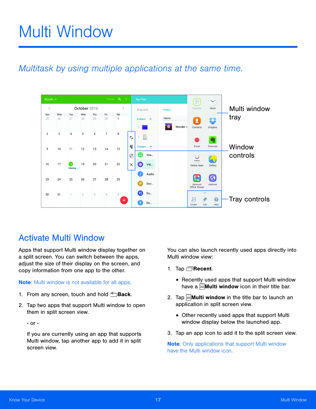 Multi window tray Window controls