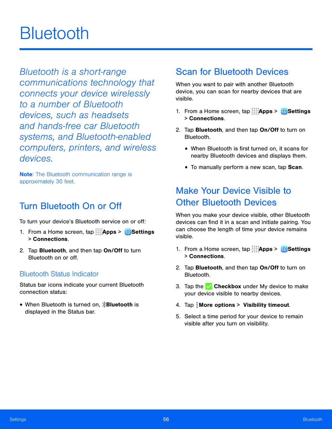 Bluetooth Status Indicator Galaxy Tab S 10.5 US Cellular