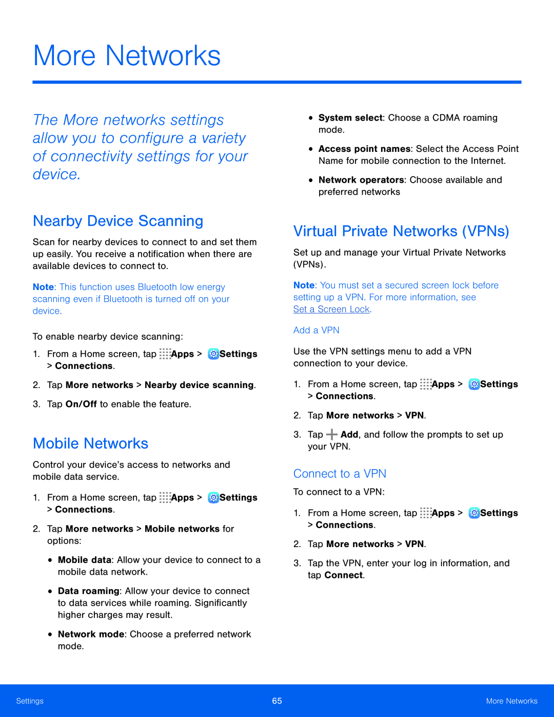 Connect to a VPN Galaxy Tab S 10.5 US Cellular