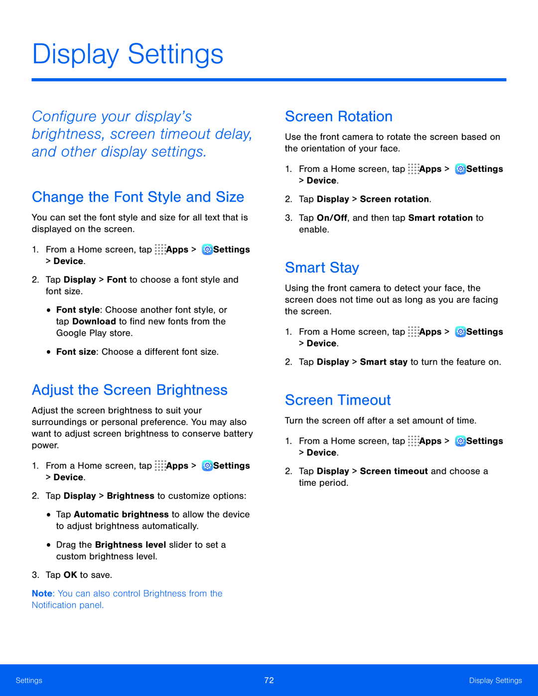 Display Settings Galaxy Tab S 10.5 US Cellular