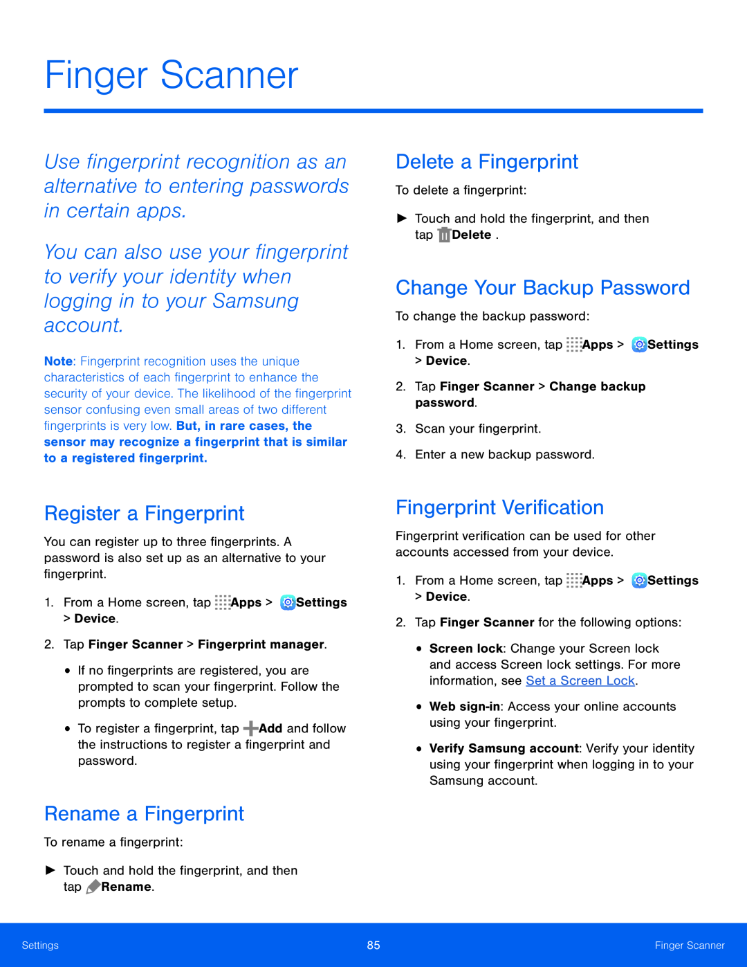 Delete a Fingerprint Change Your Backup Password