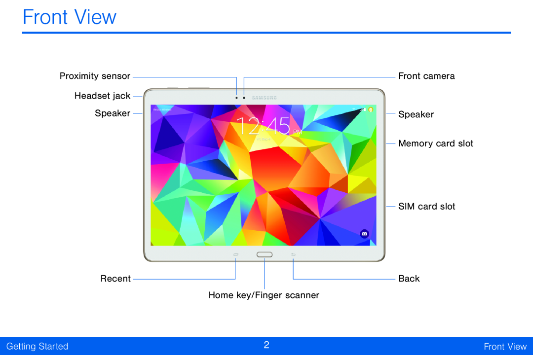 Front View Galaxy Tab S 10.5 Verizon