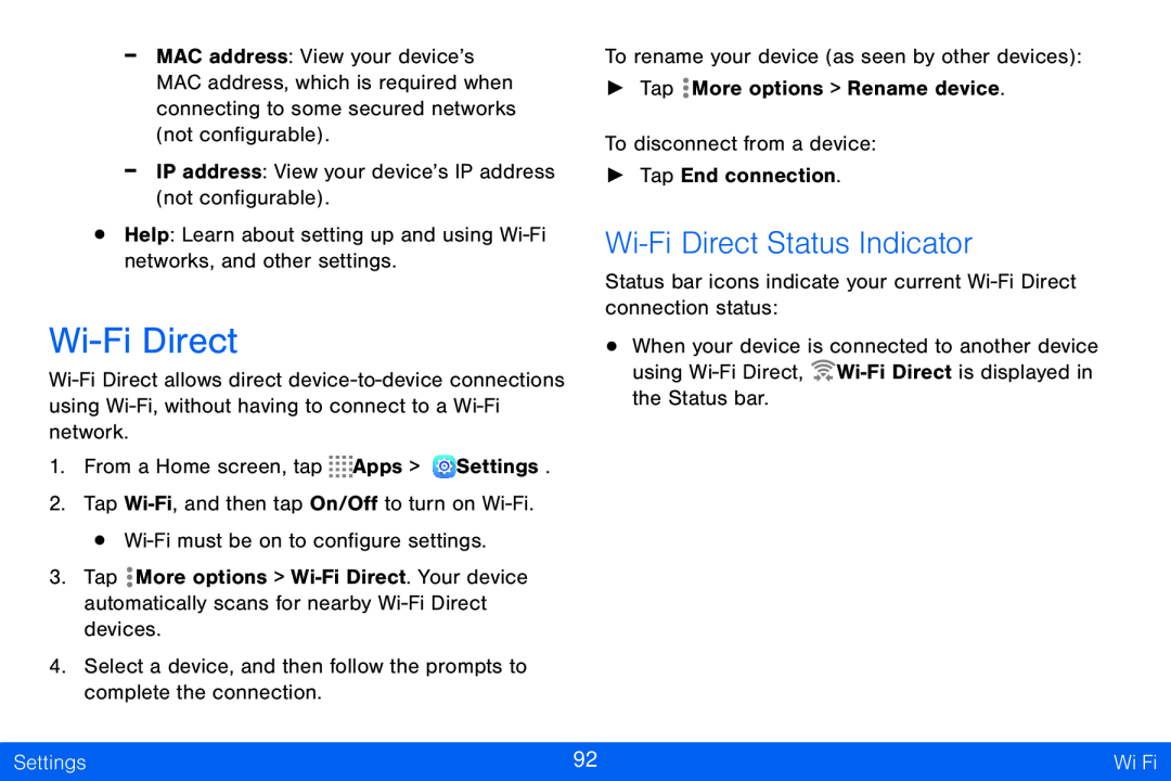 Wi-FiDirect Status Indicator Galaxy Tab S 10.5 Verizon