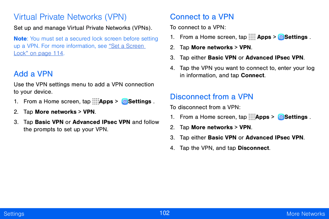 Connect to a VPN Galaxy Tab S 10.5 Verizon