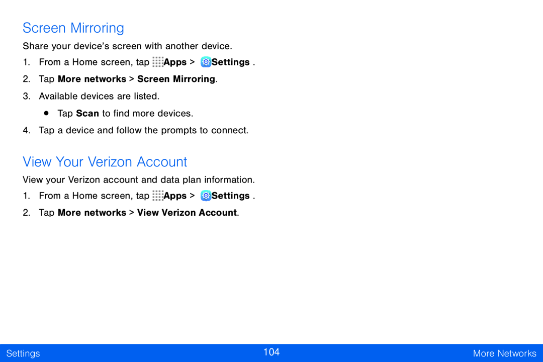 Screen Mirroring Galaxy Tab S 10.5 Verizon