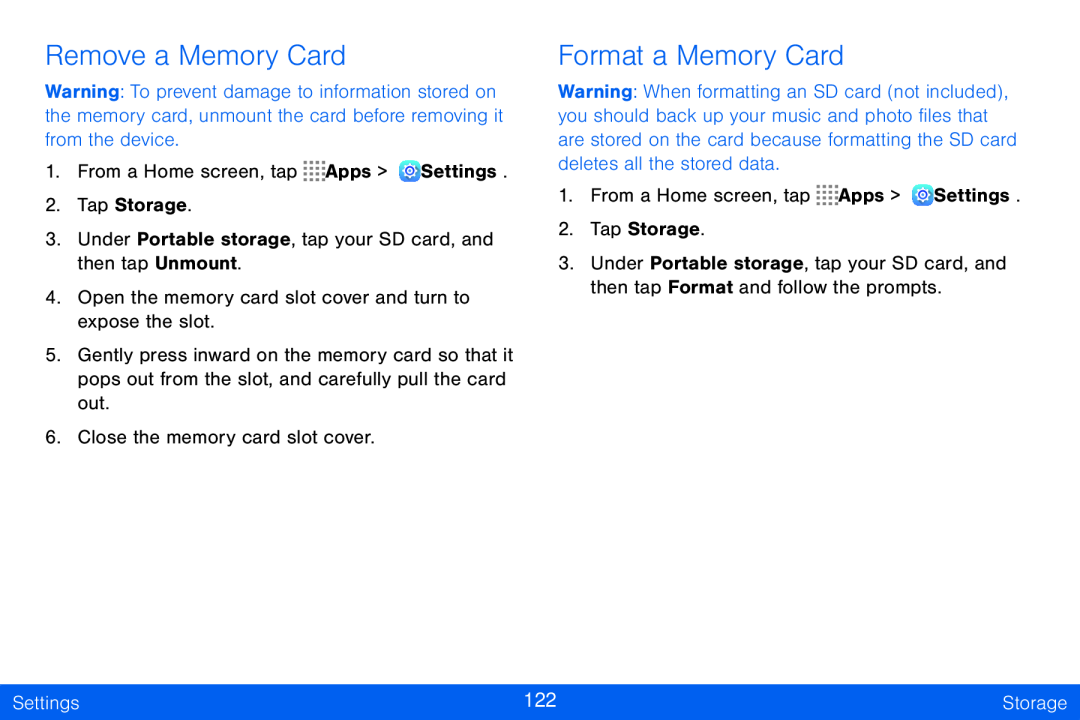 Format a Memory Card Galaxy Tab S 10.5 Verizon