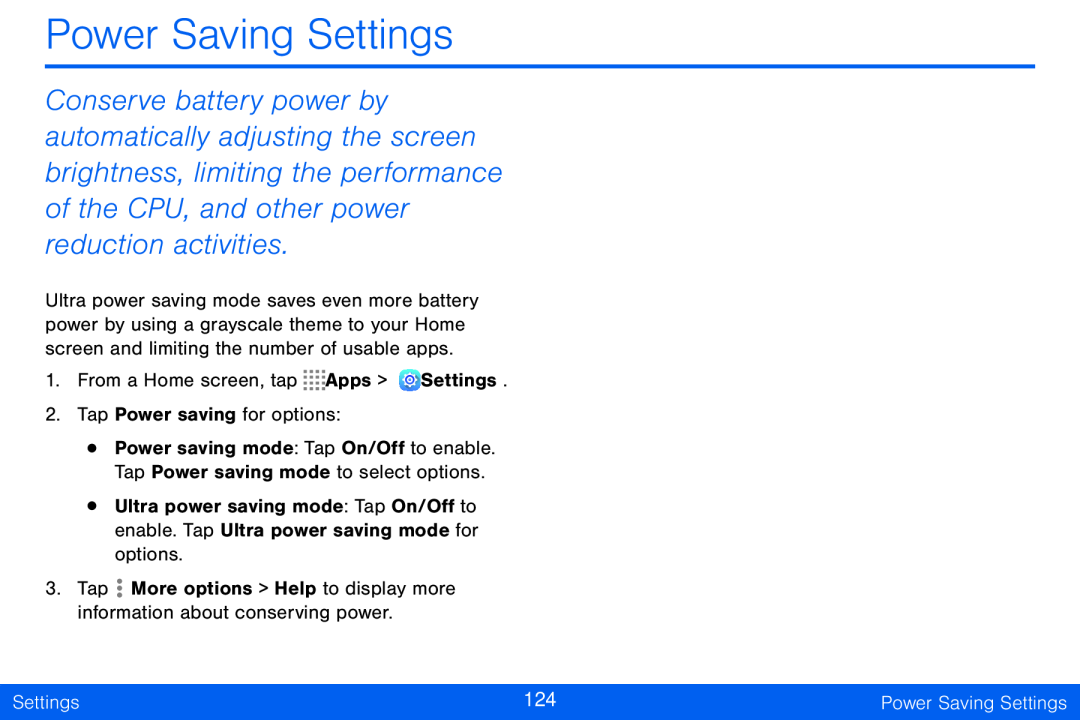 Power Saving Settings Galaxy Tab S 10.5 Verizon