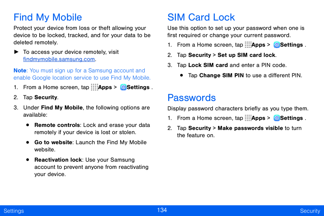 Find My Mobile SIM Card Lock