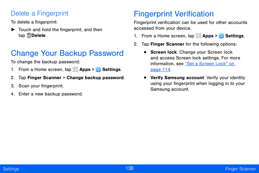 Delete a Fingerprint Change Your Backup Password